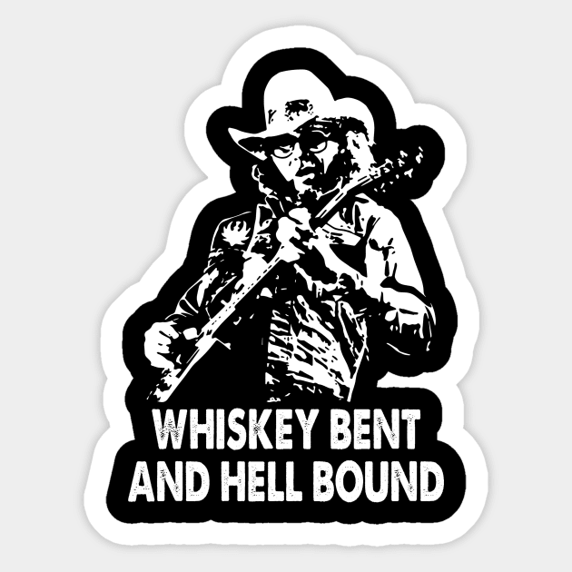 Whiskey bent hank art country music Sticker by Tosik Art1